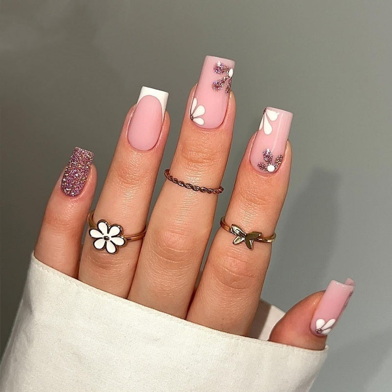 Starry Sky Short Square Nail Tips - European Square Press On Nails