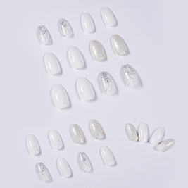 Ice Glitter Ballet Nails - 24pc Short False Nail Set