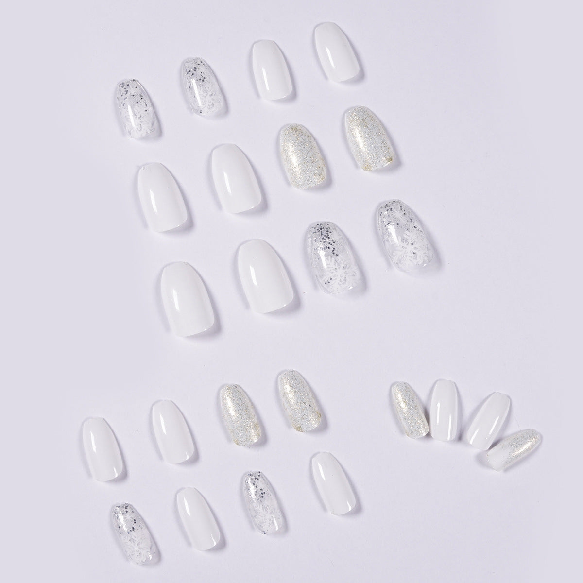 Ice Glitter Ballet Nails - 24pc Short False Nail Set
