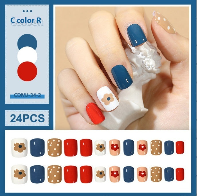 Candy Color Press On Nails - European & French Style Set