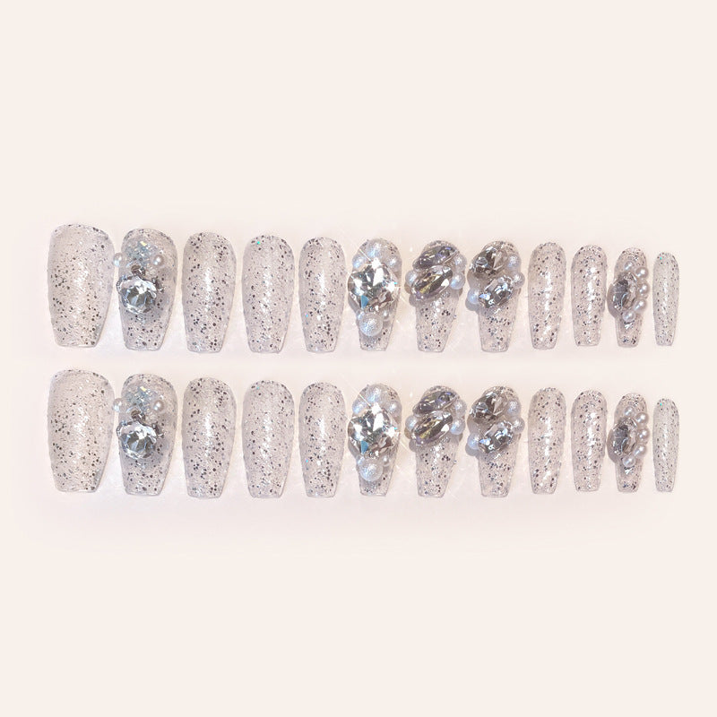 Wear-Resistant Nail Art - Flashy Rhinestone Manicure
