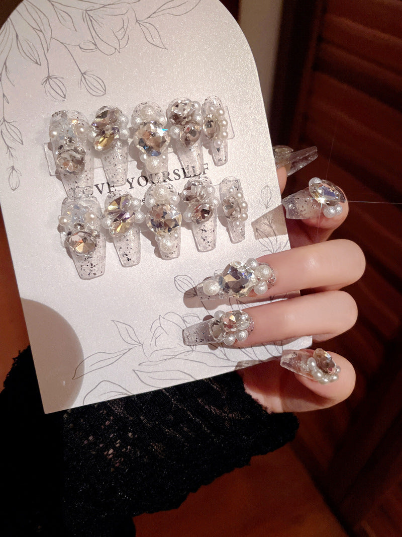 Wear-Resistant Nail Art - Flashy Rhinestone Manicure