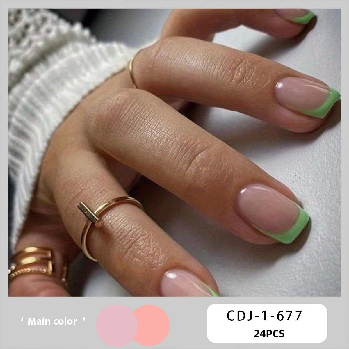 Candy Color Press On Nails - European & French Style Set