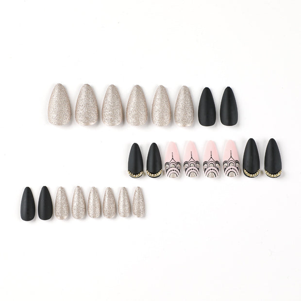 European Style Glitter Nails - Medium Length Drop Tips