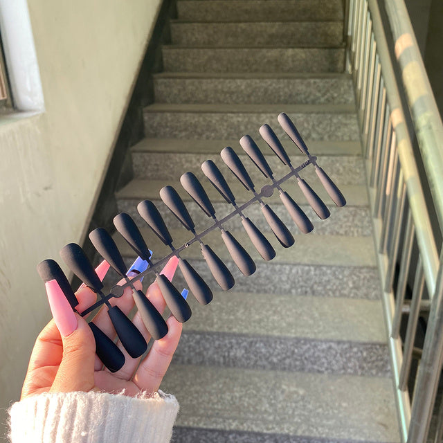 Matte Coffin False Nails - 24pcs Multi-Color Ballet Nail Set