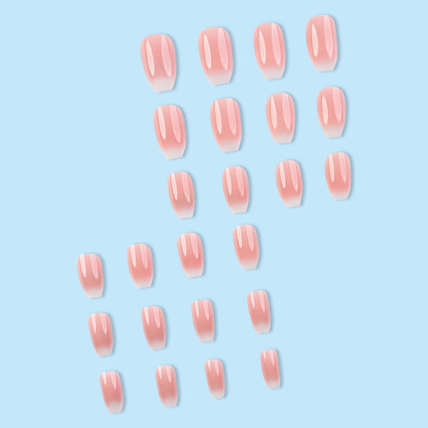 Pink & White Gradient Nails – Plaid Ballet Press-On Set