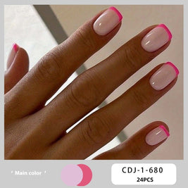 Candy Color Press On Nails - European & French Style Set
