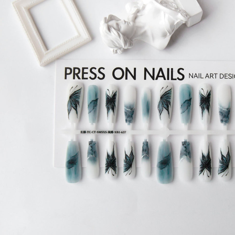 New Chinese Style Nail Tips - Long Ladder Frosted Set