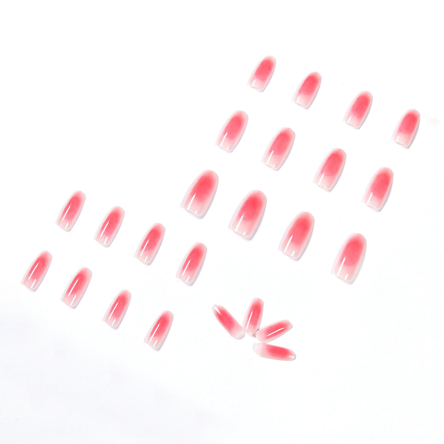 Powder Blusher Nail Tips - Soft Rose Gradient Design