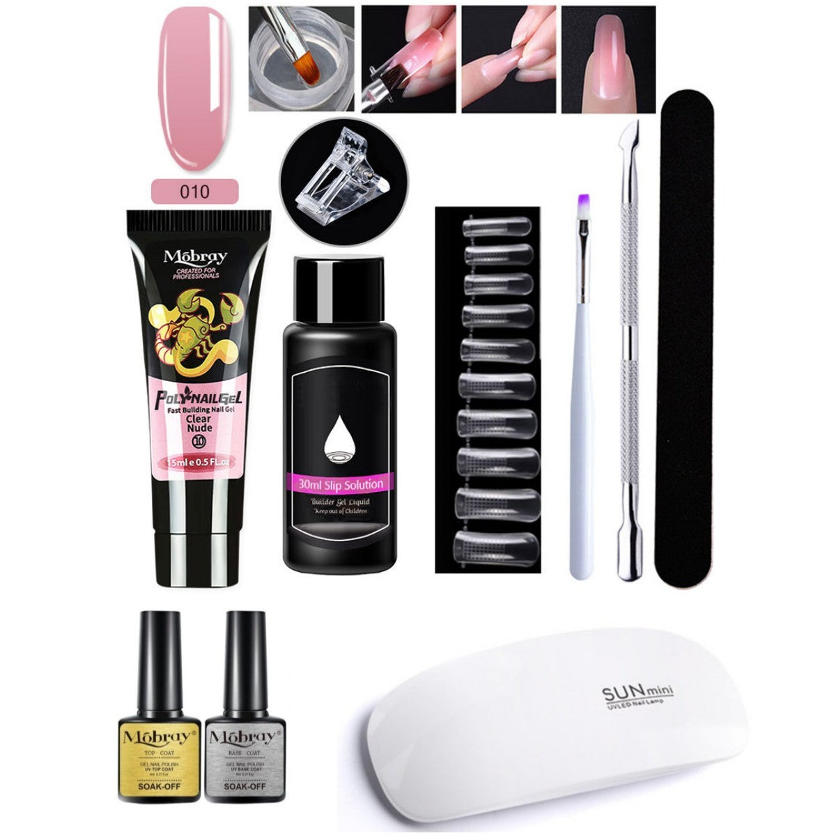 7-Piece Nail Extender Kit - UV/LED Crystal Resin Set