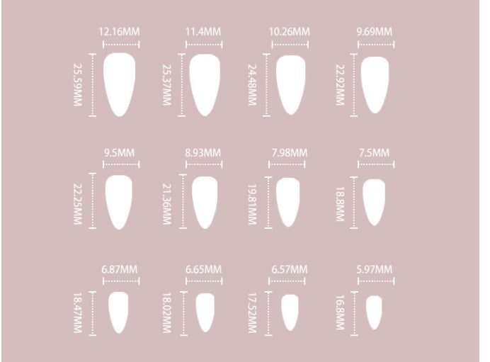 European Style Glitter Nails - Medium Length Drop Tips