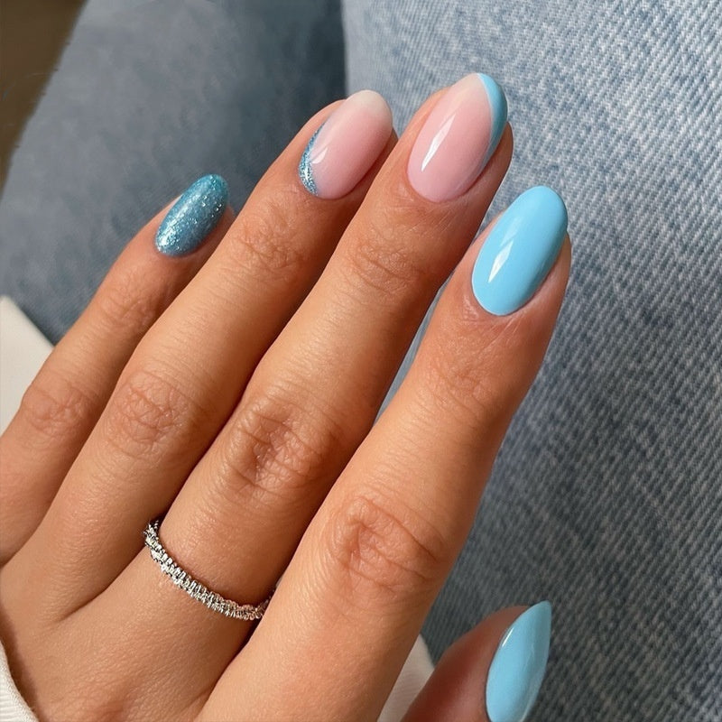 Starry Sky Short Square Nail Tips - European Square Press On Nails